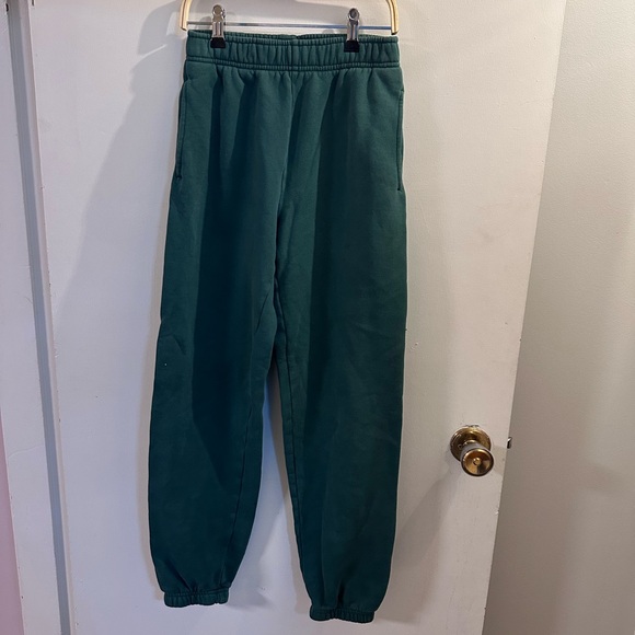 Aritzia TNA Cozy Fleece Sweatpants Forest Green XXS Womens Joggers Lounge Pants - Picture 2 of 5